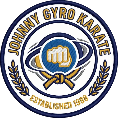 Johnny Gyro Karate — established 1986 dojo crest patch