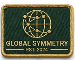 Symmetry-themed corporate brand patch