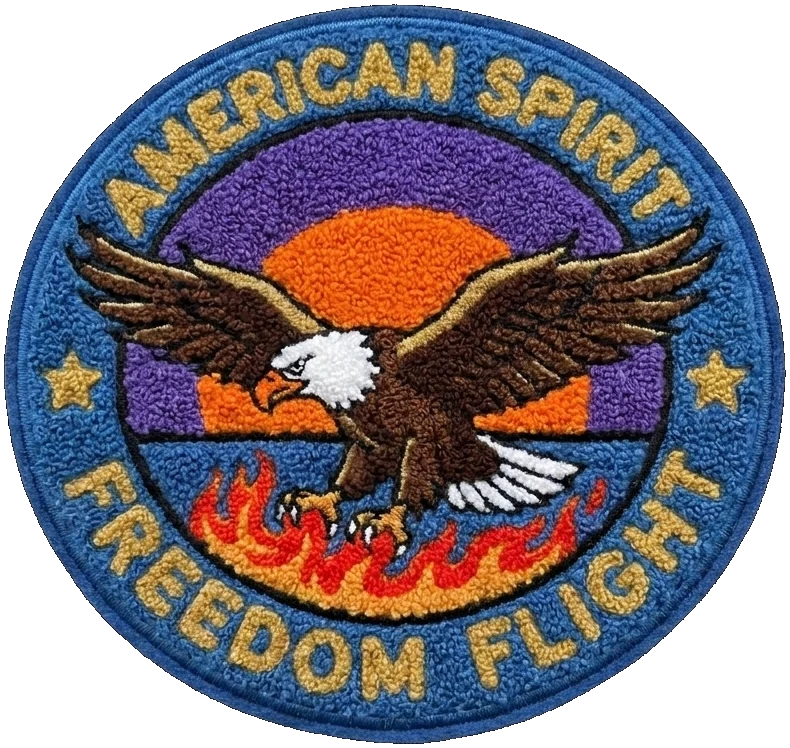 Parches de Chenille Personalizados — eagle in flight rendered as parches de chenille personalizados