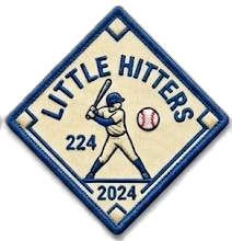 Little Hitters 2024 baseball embroidered patch - blue diamond with batter silhouette