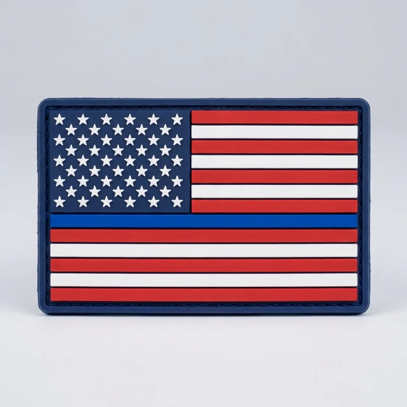 Example custom american flag patch 2 designed with AI on PatchDesign.AI