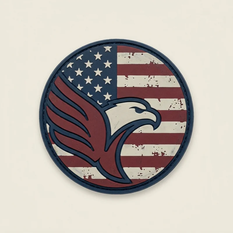 Example custom american flag patch 3 designed with AI on PatchDesign.AI