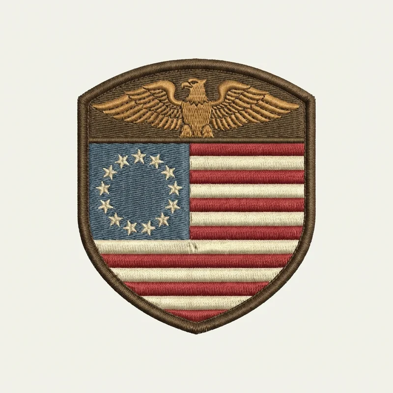 Example custom betsy ross flag patch 2 designed with AI on PatchDesign.AI