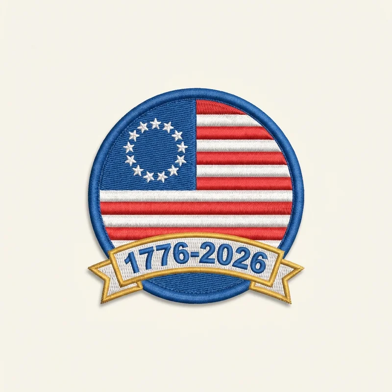 Example custom betsy ross flag patch 1 designed with AI on PatchDesign.AI