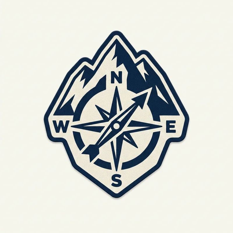 Example custom compass patch 2 designed with AI on PatchDesign.AI