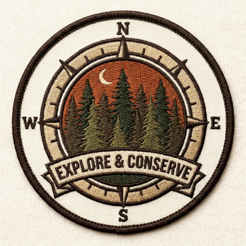 Example custom compass patch 3 designed with AI on PatchDesign.AI