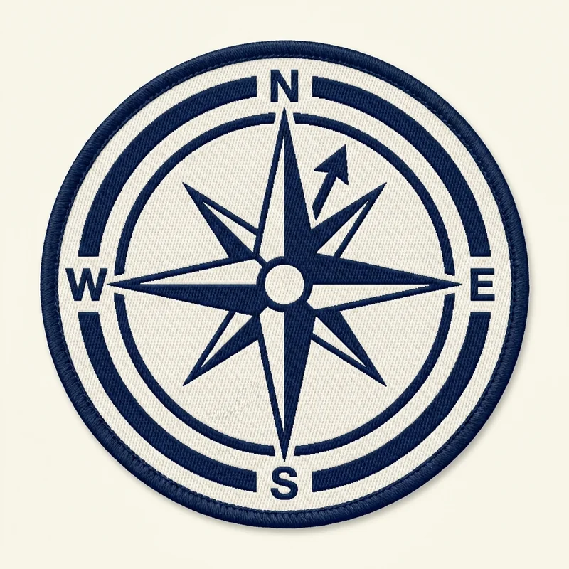 Example custom compass patch 4 designed with AI on PatchDesign.AI