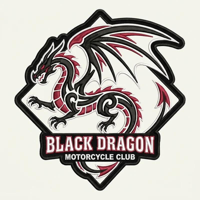 Example custom dragon patch 2 designed with AI on PatchDesign.AI