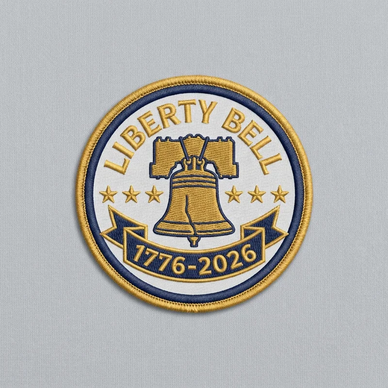 Example custom liberty bell patch 1 designed with AI on PatchDesign.AI