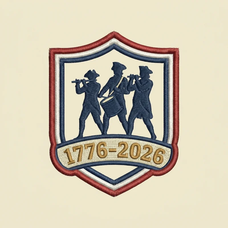 Example custom spirit of '76 patch 1 designed with AI on PatchDesign.AI
