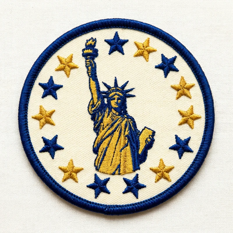 Example custom statue of liberty patch 2 designed with AI on PatchDesign.AI