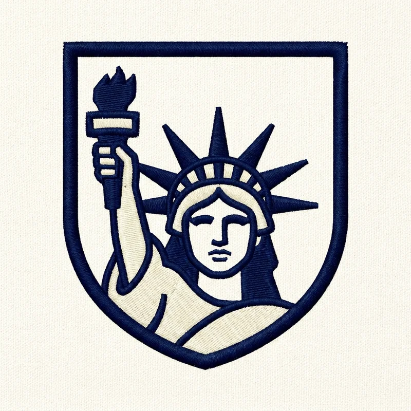 Example custom statue of liberty patch 4 designed with AI on PatchDesign.AI