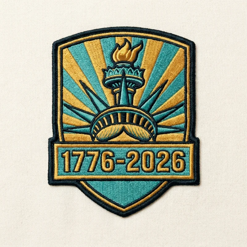 Example custom statue of liberty patch 1 designed with AI on PatchDesign.AI