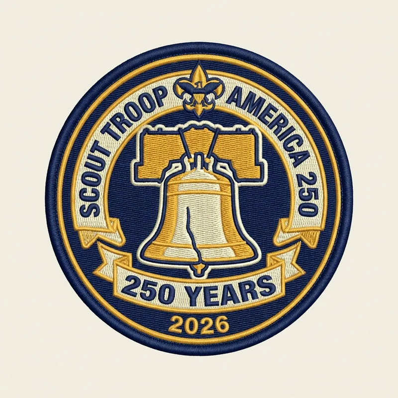 Example custom usa 250 patch 3 designed with AI on PatchDesign.AI