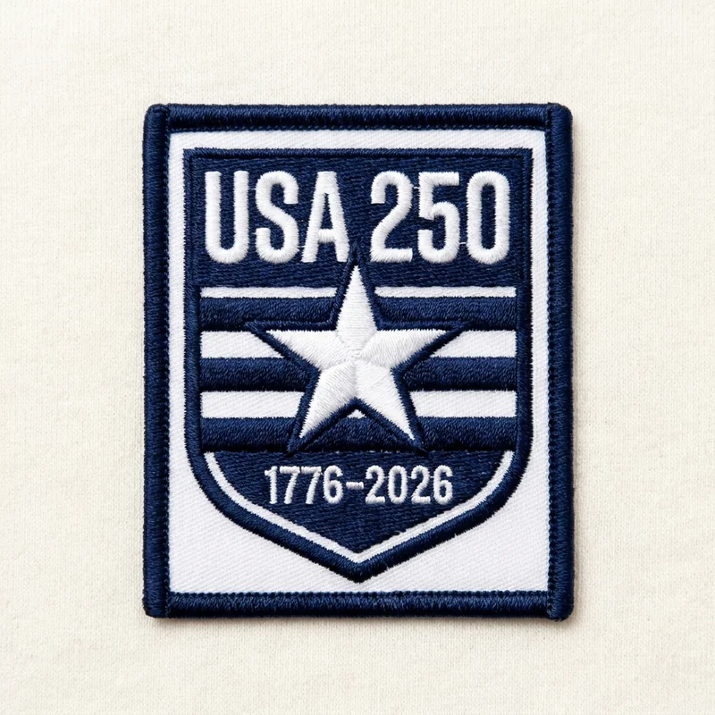 Example custom usa 250 patch 4 designed with AI on PatchDesign.AI