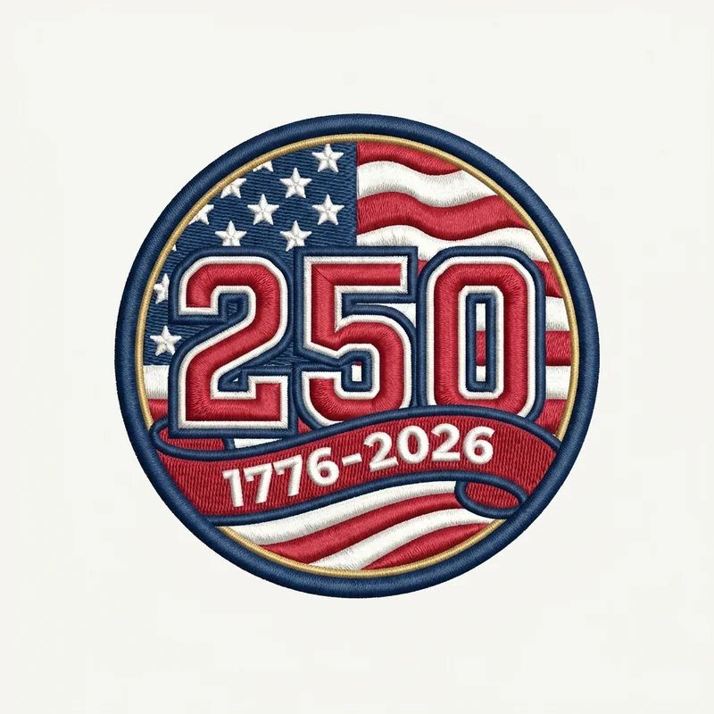 Example custom usa 250 patch 1 designed with AI on PatchDesign.AI