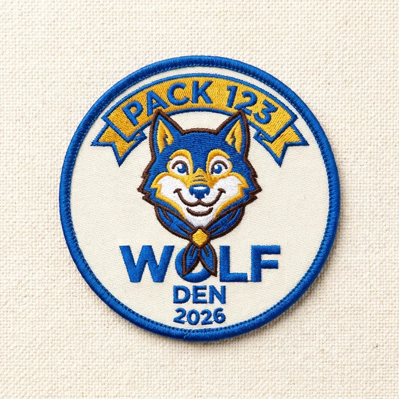Example custom wolf patch 3 designed with AI on PatchDesign.AI